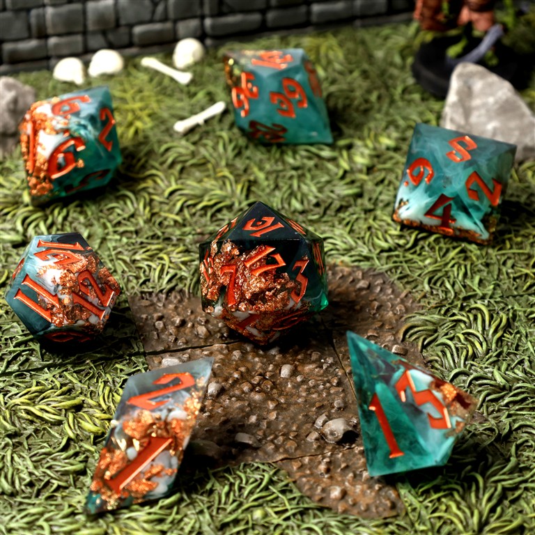 Oceanic Oracle Sharp Edge Resin RPG Dice Set