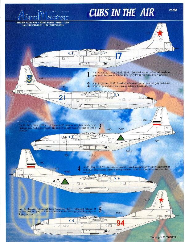 ANTONOV AN-12 CUBS IN THE AIR  - HI DETAIL DECAL -