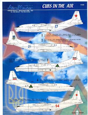 ANTONOV AN-12 CUBS IN THE AIR  - HI DETAIL DECAL -