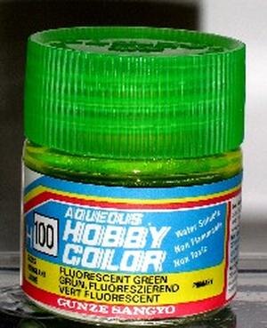 H-100  FLUORESCENT GREEN -  AQUEOUS HOBBY COLOR - VERDE  FLUORESCENTE. 