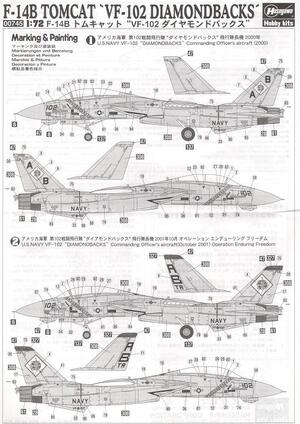 F-14 TOMCAT B "DIAMONDBACKS" VF-102. ENGRAVED LINES, COCKPIT DETAIL, PILOT STAIR,  30 FOTO-ETCHED PA