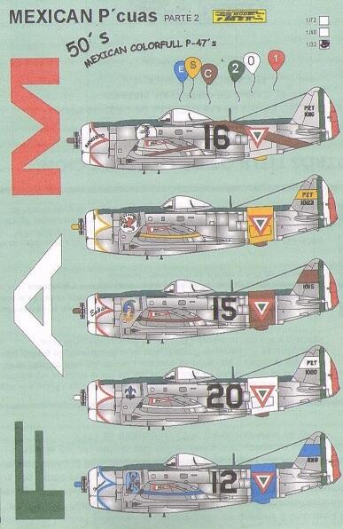 P'CUAS PATE 2 P-47 ESCUADRON 1950's  FUERZA AEREA MEXICANA - FAM - 