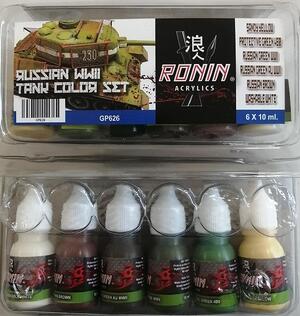 RUSSIAN TANK WWII TANK COLOR SET - RONIN: EQUIPO DE 6 COLORES   DE  PINTURA  ACRILICA DE 10ml.