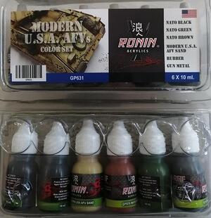 MODERN U.S.A. TANK AFVs COLOR SET - RONIN: EQUIPO DE 6 COLORES   DE  PINTURA  ACRILICA DE 10ml. 