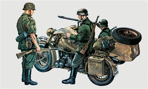 BMW R75 GERMAN MOTOCICLE WITH SIDE CAR, WERMACH