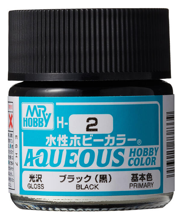 H-2 BLACK - NEGRO - AQUEOUS HOBBY COLOR - ALTA CONCENTRACION - RINDE 20ml.