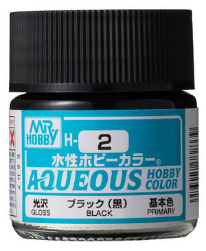 H-2 BLACK - NEGRO - AQUEOUS HOBBY COLOR - ALTA CONCENTRACION - RINDE 20ml.