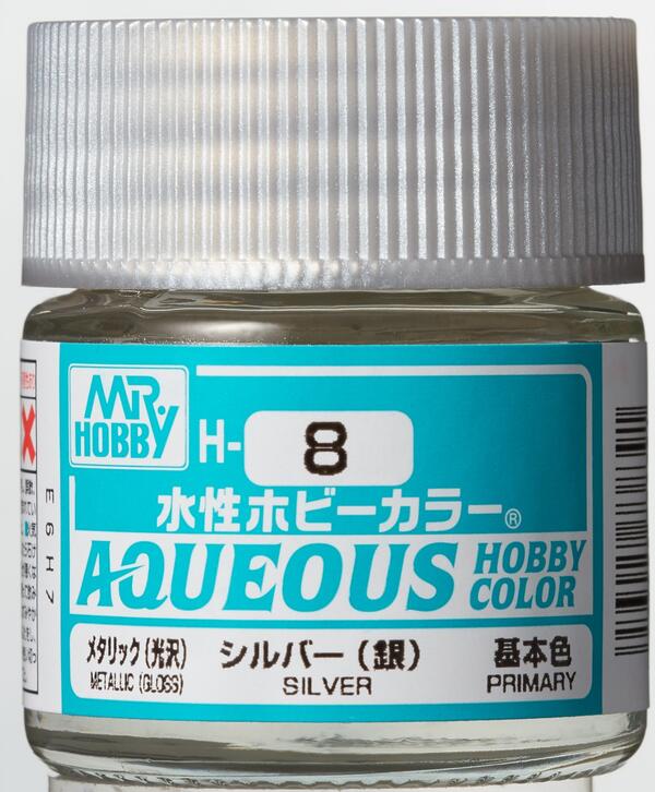 H-8 SILVER - PLATA - AQUEOUS HOBBY COLOR - ALTA CONCENTRACION -RINDE 20ml.
