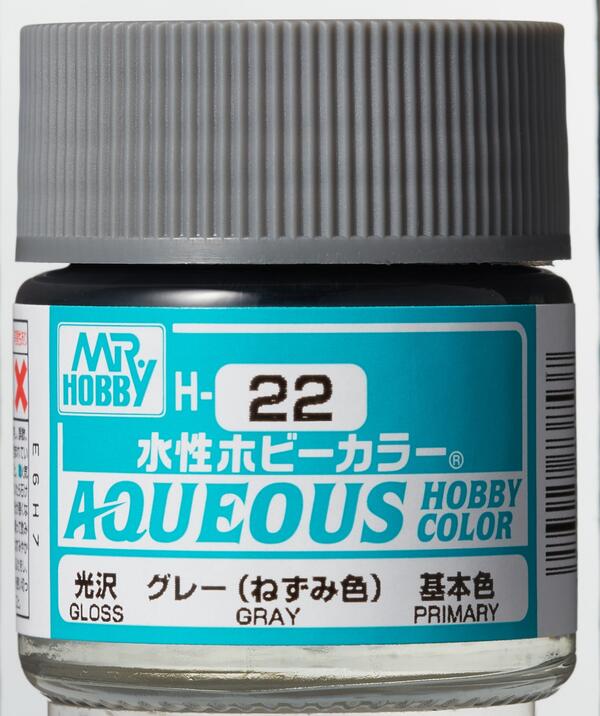 H-22  GRAY - GRIS - AQUEOUS HOBBY COLOR - NUEVA FORMULA. ALTA CONCENTRACION - 