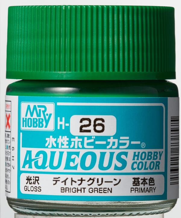 H-26  BRIGHT GREEN - VERDE BRILLANTE - AQUEOUS HOBBY COLOR - ALTA CONCENTRACION - RINDE 20ml.