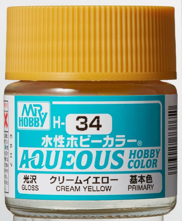 H-34  CREAM YELLOW-  AMARILLO CREMA - AQUEOUS HOBBY COLOR - NUEVA FORMULA. ALTA CONCENTRACION - 
