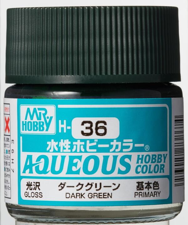 H-36  DARK GREEN - VERDE OBSCURO  - AQUEOUS HOBBY COLOR - NUEVA FORMULA. ALTA CONCENTRACION - 