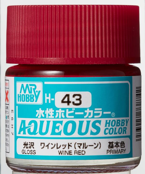 H-43  WINE RED - ROJO VINO - AQUEOUS HOBBY COLOR - NUEVA FORMULA. ALTA CONCENTRACION - 
