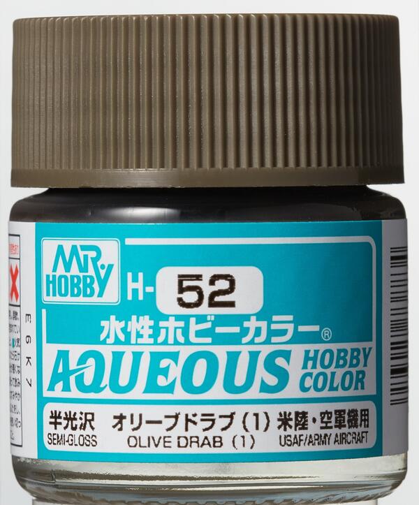 H-52  OLIVE DRAB (1) - VERDE OLIVO -   AQUEOUS HOBBY COLOR - NUEVA FORMULA. ALTA CONCENTRACION . USA