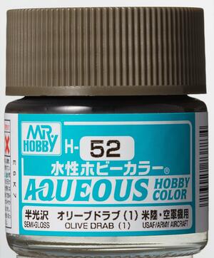 H-52  OLIVE DRAB (1) - VERDE OLIVO -   AQUEOUS HOBBY COLOR - NUEVA FORMULA. ALTA CONCENTRACION . USA