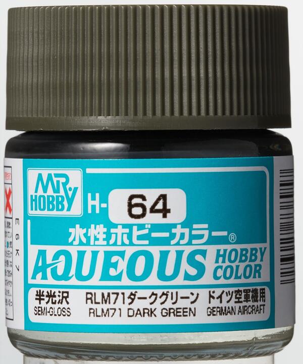 H-64  RLM 71 DARK GREEN -  VERDE OBSCURO -   AQUEOUS HOBBY COLOR - NUEVA FORMULA. ALTA CONCENTRACION