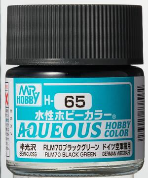 H-65  RLM 70 BLACK GREEN -  VERDE NEGRO -   AQUEOUS HOBBY COLOR - NUEVA FORMULA. ALTA CONCENTRACION 