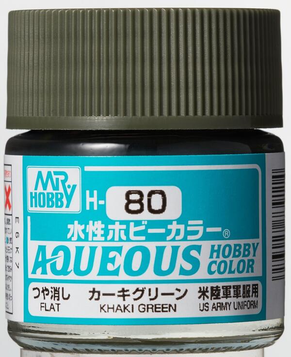 H-80  KHAKI GREEN -  VERDE KHAKKY - AQUEOUS HOBBY COLOR - ALTA CONCENTRACION.RINDE 20ml. COMBAT UNIF