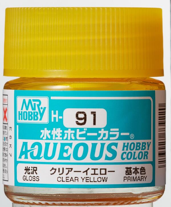 H-91  CLEAR YELLOW -  AMARILLO TRANSLUCIDO - AQUEOUS HOBBY COLOR - ALTA CONCENTRACION. RINDE 20ml.