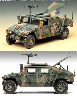 M1025 AMOURED CARRIER U.S. ARMY - HIGHLY DETAILED GUNNER TURRET, PVC TIRE, CARGO SHELL POSITIONING. 