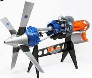 ALLISON MODEL 501-D13 PROP JET ENGINE - MOLDED IN FOUR COLORS, MOVING PARTS, DISPLAY STAND - EDUCATI