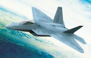 F-22  RAPTOR - AIM-9 AND AIM-120C MISSILES. OPEN GUN BAY -