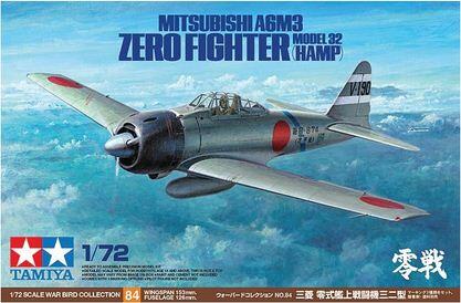 MITSUBISHI A6M3 ZERO FIGHTER MODEL 32 (HAMP). ENGRAVED PANEL LINES, FINE DETAIL COCKPIT, WHEEL BAY, 