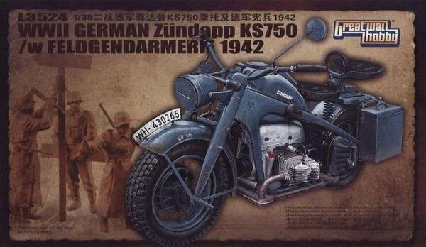 ZUNDAPP KS750 GERMAN MOTORCYCLE w/ FELD GENDARMERIE 1942. FINE DETAILED KIT WITH PHOTO-ETCH METAL DE