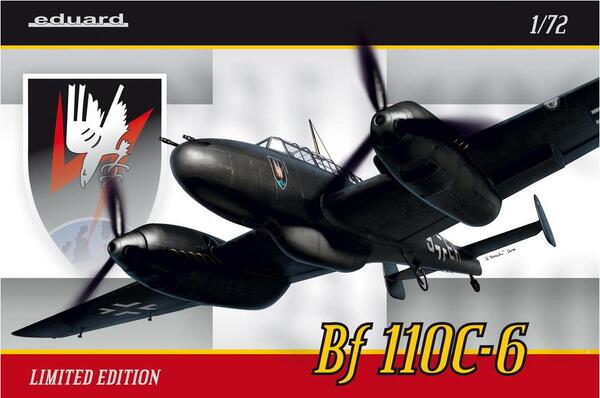 Bf 110C-6 LIMITED EDITION. PHOTO-ETCHED DETAIL PARTS, EDUARD MASK, BRASSIN RESIN PARTS. ENGRAVED PAN