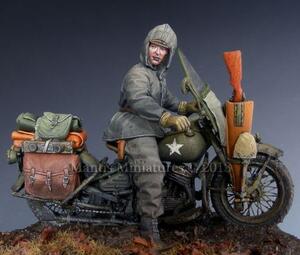 U.S. WWII MOTOCYCLE WLA RIDER. REALISTIC DETAIL FIGURE, MANTIS OIGINAL.