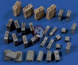 GERMAN TOOL & AMMO BOXES. RESIN PIECES WITH RICH DETAIL.