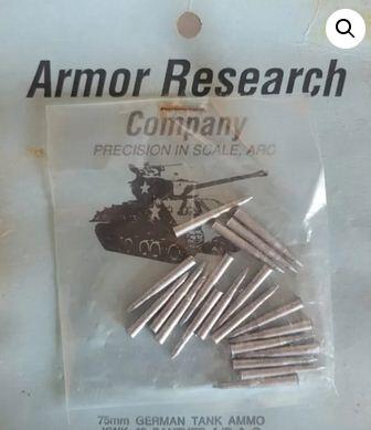 GERMAN 75mm AMMO KWK 40 PANZER IV F2/3. METAL SHELLS 75mm. TANK AMMO 20 PCS. ARMOR RESEARCH.