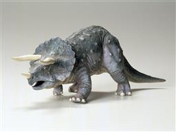 TRICERATOPS EURYCEPHALUS.  JURASIC DINOSAUR ERA. REALISTIC SCALE AND POSE, LIFELIKE SKIN APPEARANCE.