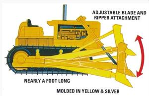CONSTRUCTION BULLDOZER - ADJUSTABLE BLADE & RIPPER ATTACHMENT, MOVABLE TRACKS, GIANT SIX-CILINDER TU