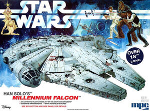 HAN SOLO'S MILLENIUM FALCON - STAR WARS - HAN SOLO AND CHEWBACCA PILOT FIGURES, ENGRAVED ENGINE GRIL