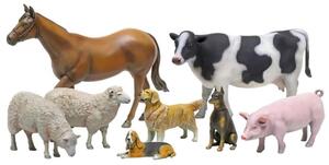 LIVESTOCK SET II - REALISTIC PET AND FARM ANIMALS - COW, HORSE, PIG, 2 SHEEP AND 3 DOG ACURATE MINIA