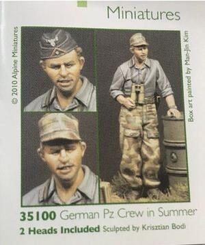 GERMAN PANZER CREW IN SUMMER SET. CONTAINS TWO ULTRA DETAILED FIGURES WITH TWO DIFFERENT HEADS EACH.
