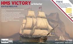 HMS VICTORY W / INTERIOR. W/ ALL DECKS, KEEL, RIBS. GUN PORTS OPEN. 3D PRINTED AND PHOTO-ETCH  BELL,